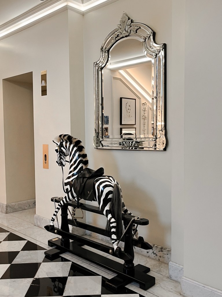 a rocking horse but instead of a horse, it's a zebra.